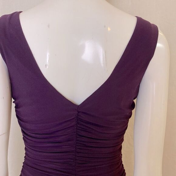 NW Long Gown Purple Eggplant with ruched bodice A-line skirt NWOT Size 4/6 - Picture 7 of 8